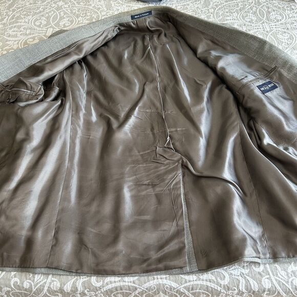 Alan Flusser Sport Coat Men 44 Short Gray Wool Linen Herringbone Classic Office - Picture 9 of 16